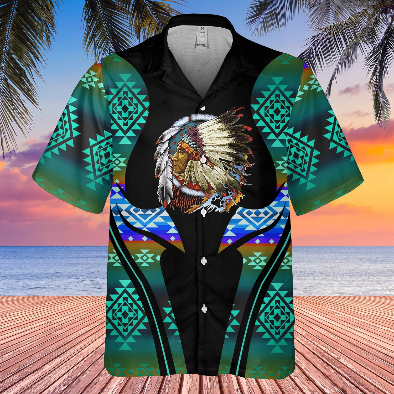 GB-HW000380 Tribe Design Native American Hawaiian Shirt 3D