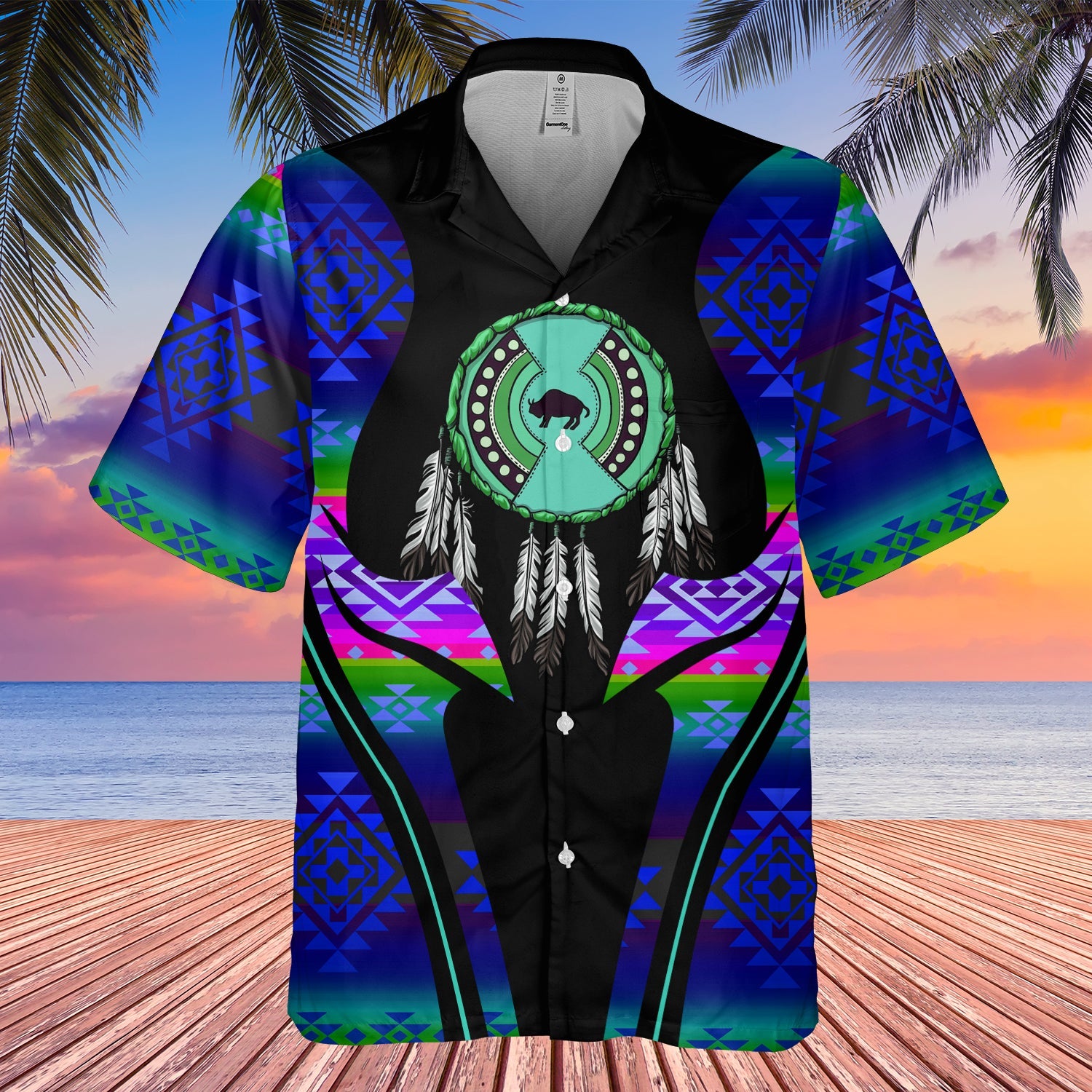GB-HW000384 Tribe Design Native American Hawaiian Shirt 3D