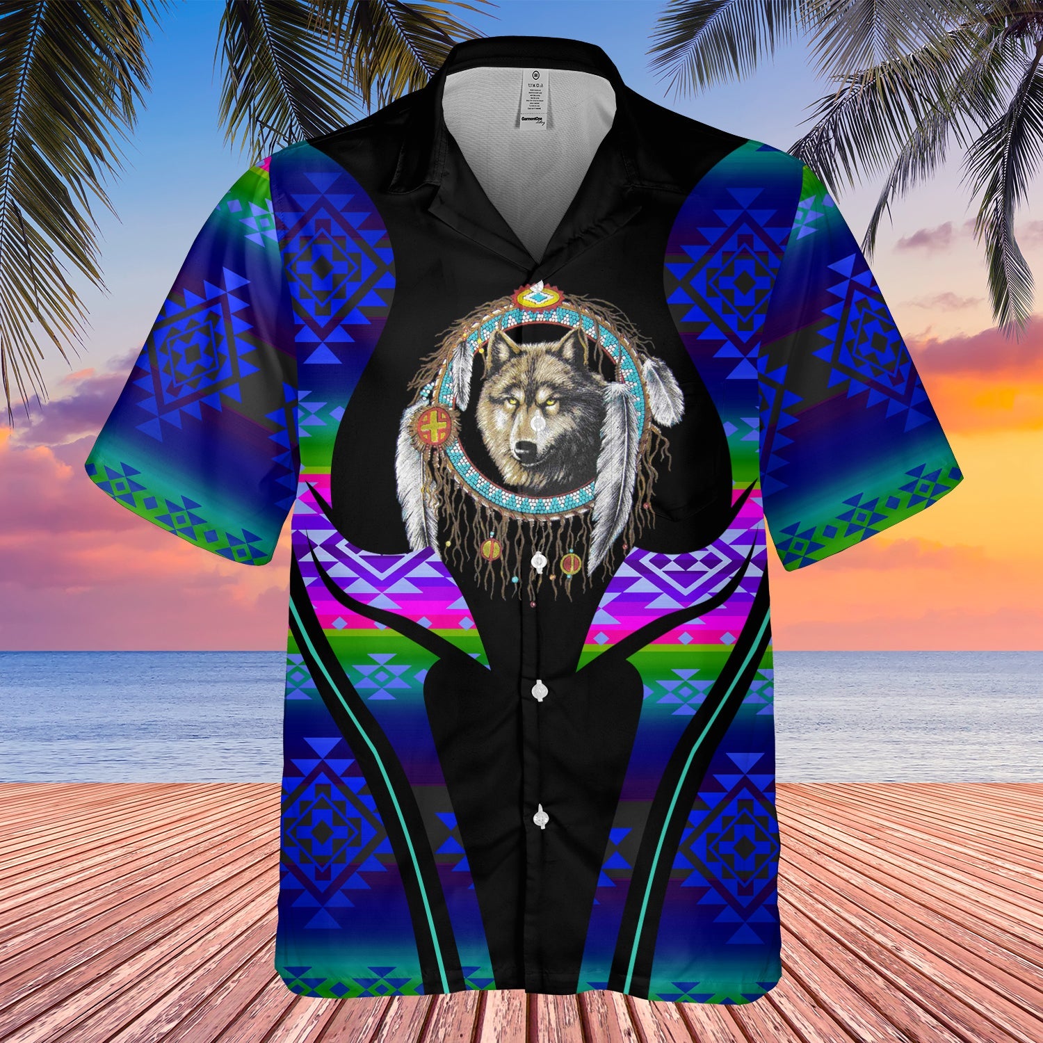 GB-HW000385 Tribe Design Native American Hawaiian Shirt 3D