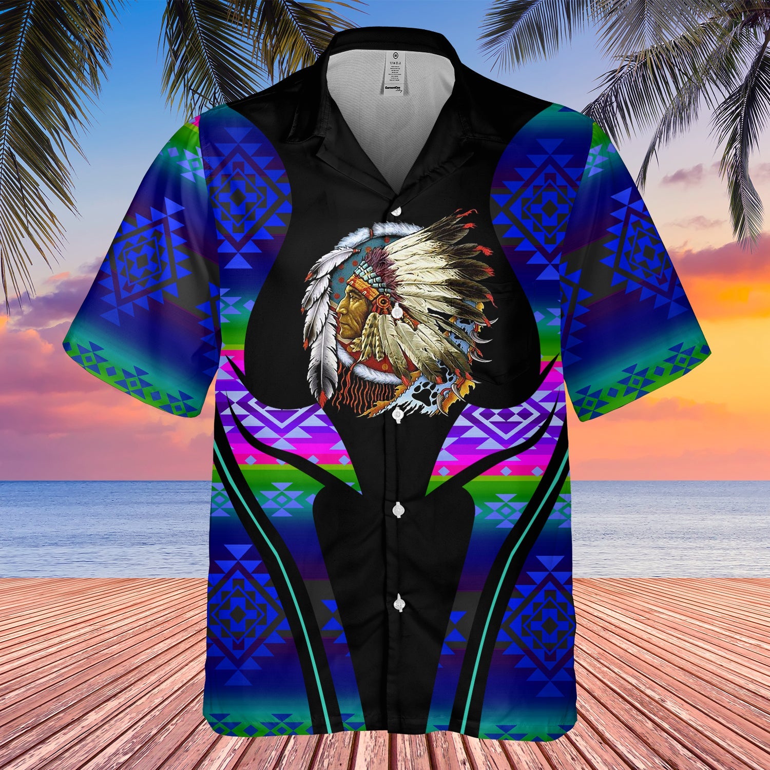 GB-HW000387 Tribe Design Native American Hawaiian Shirt 3D