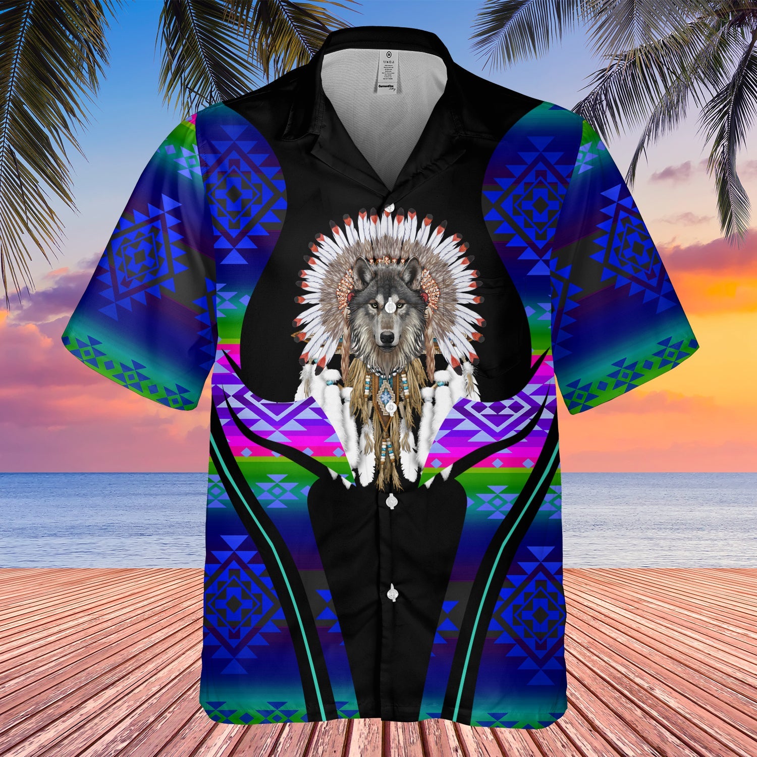 GB-HW000388 Tribe Design Native American Hawaiian Shirt 3D