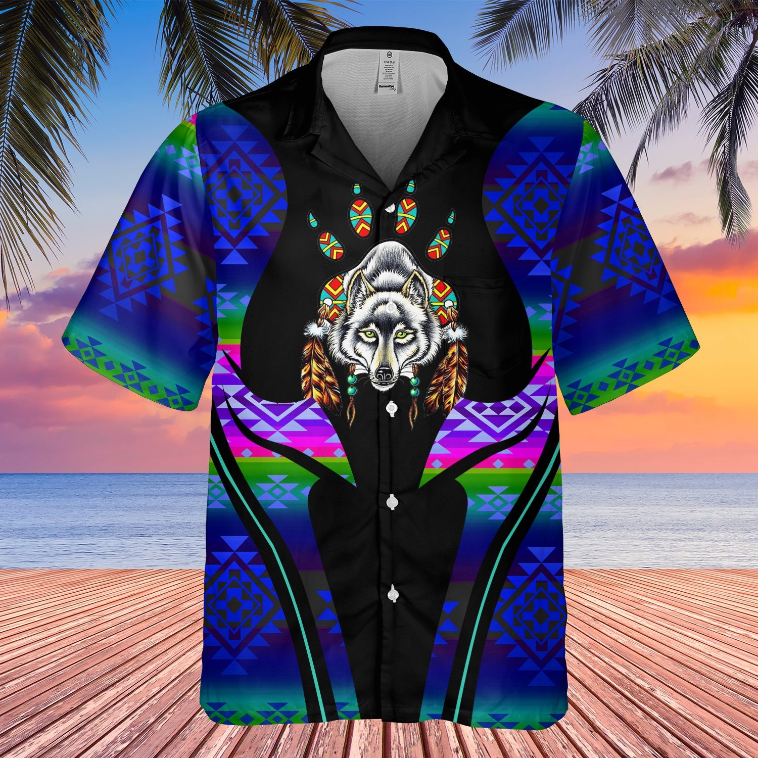 GB-HW000386 Tribe Design Native American Hawaiian Shirt 3D