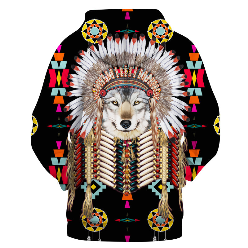 GB-NAT00348 Wolf Breastplate 3D Hoodie