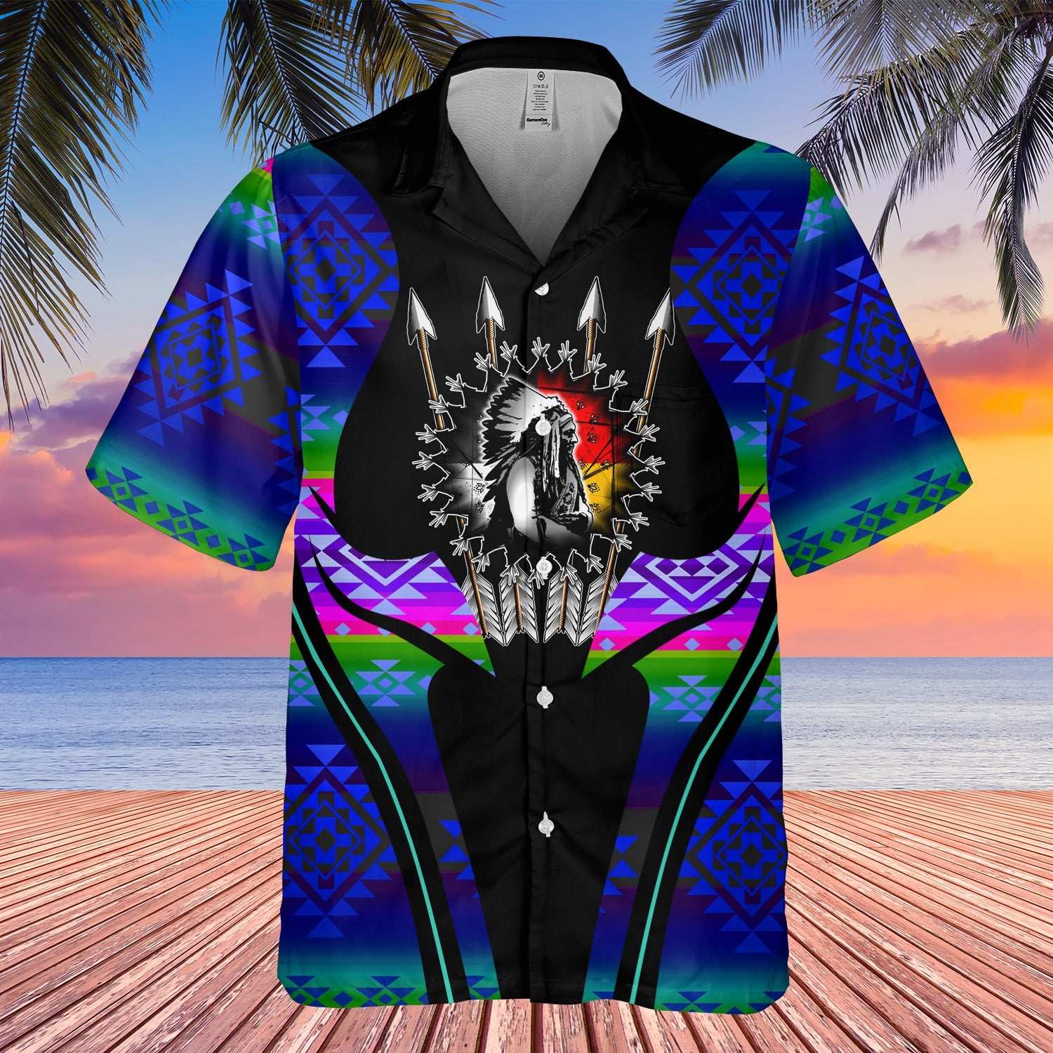 GB-HW000389 Tribe Design Native American Hawaiian Shirt 3D