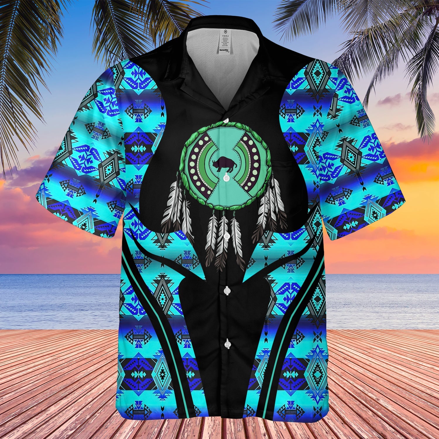 GB-HW000395 Tribe Design Native American Hawaiian Shirt 3D