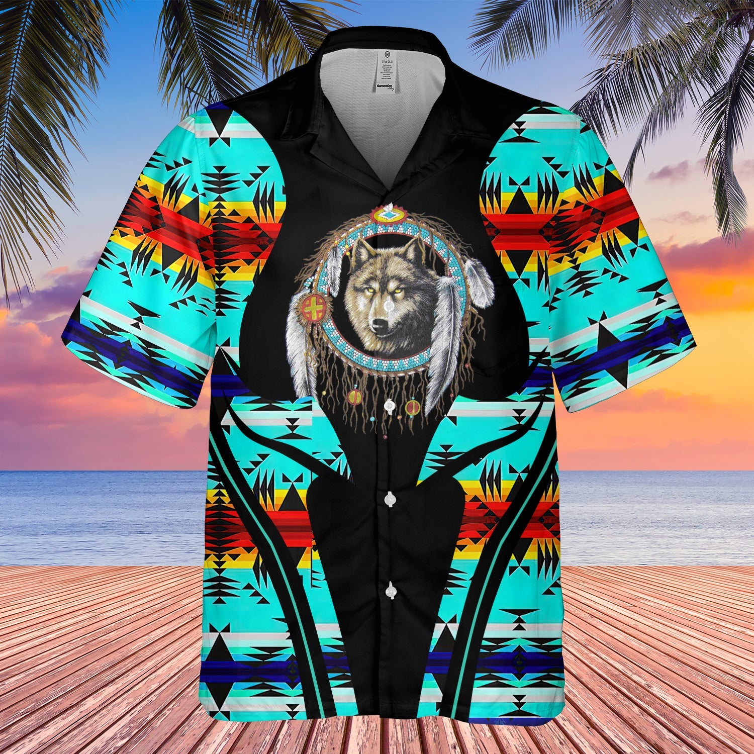 GB-HW000398 Tribe Design Native American Hawaiian Shirt 3D