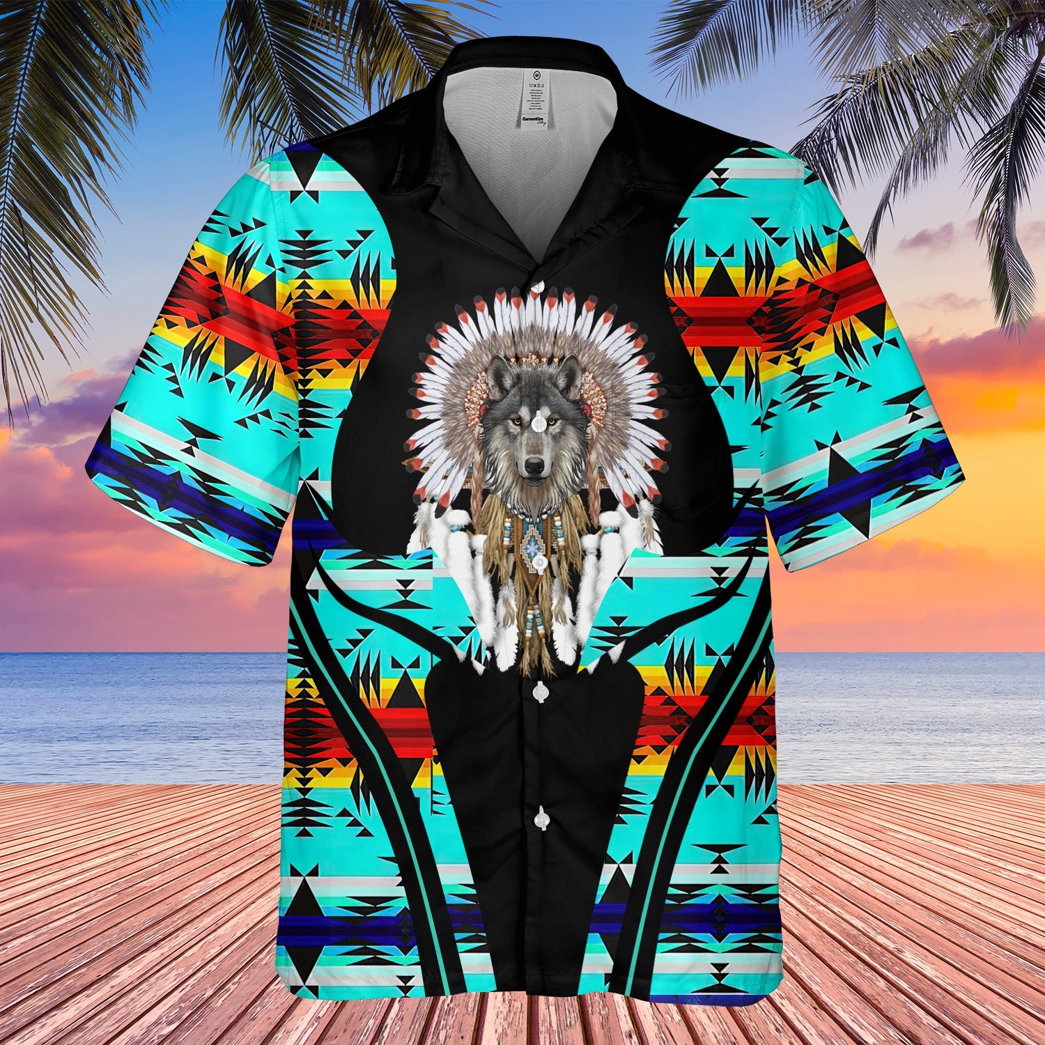 GB-HW000400 Tribe Design Native American Hawaiian Shirt 3D