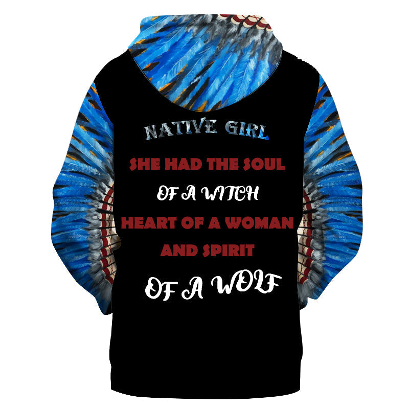 GB-NAT00473 Native Girl 3D Hoodie
