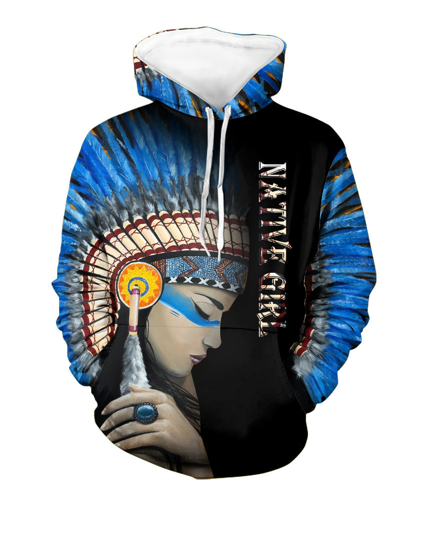 GB-NAT00473 Native Girl 3D Hoodie