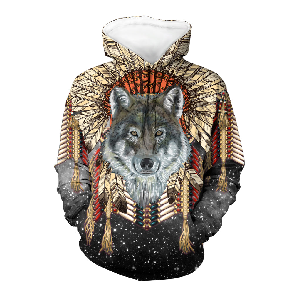 GB-NAT00478 Wolf Native 3D Hoodie