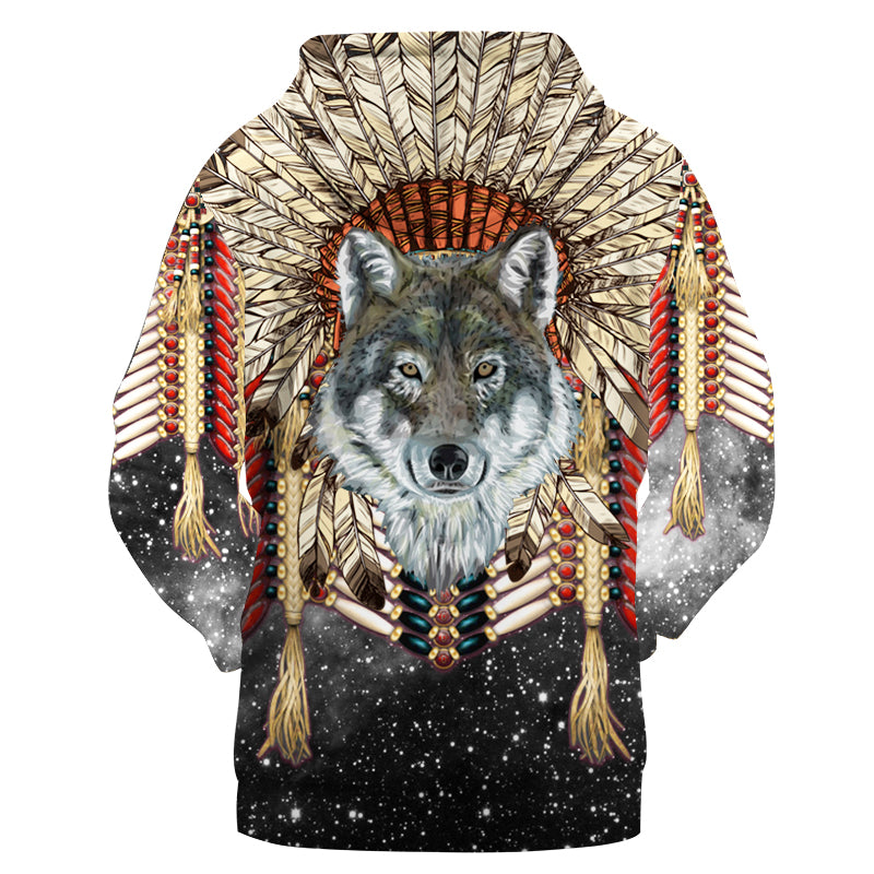 GB-NAT00478 Wolf Native 3D Hoodie