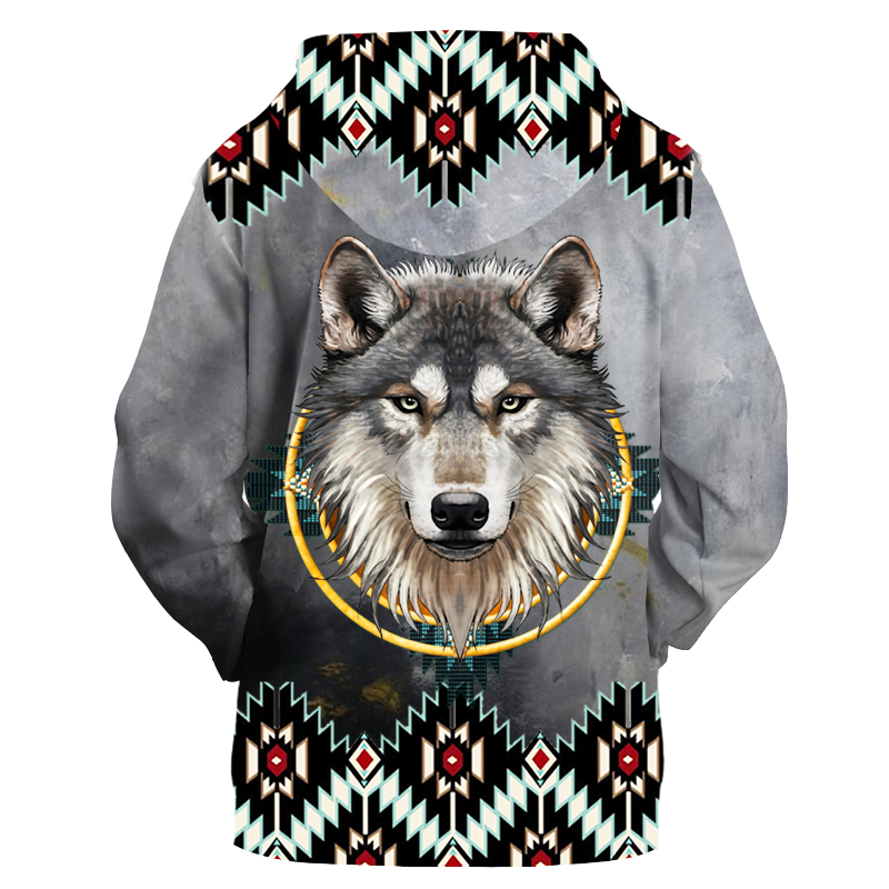 GB-NAT00568 Gray Wolf 3D Hoodie