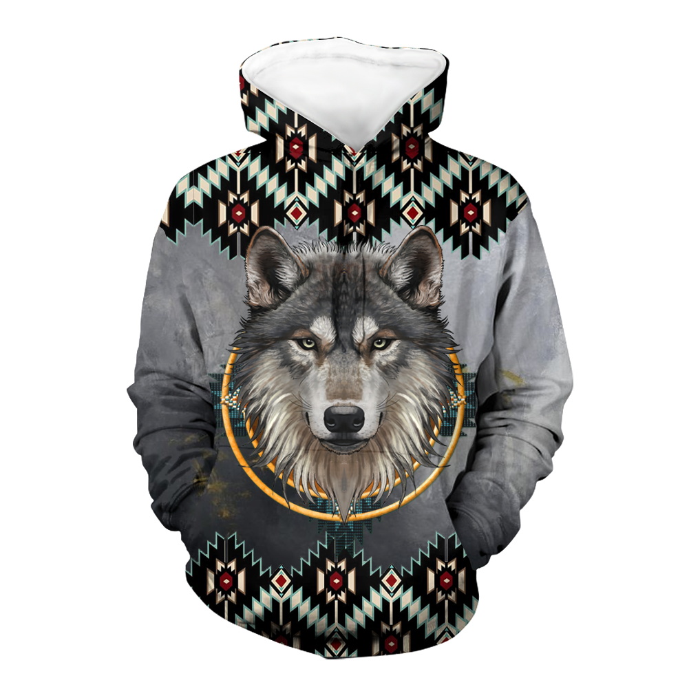 GB-NAT00568 Gray Wolf 3D Hoodie