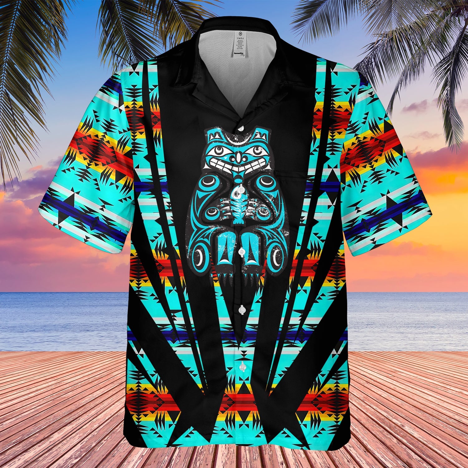 GB-HW000436  Tribe Design Native American Hawaiian Shirt 3D