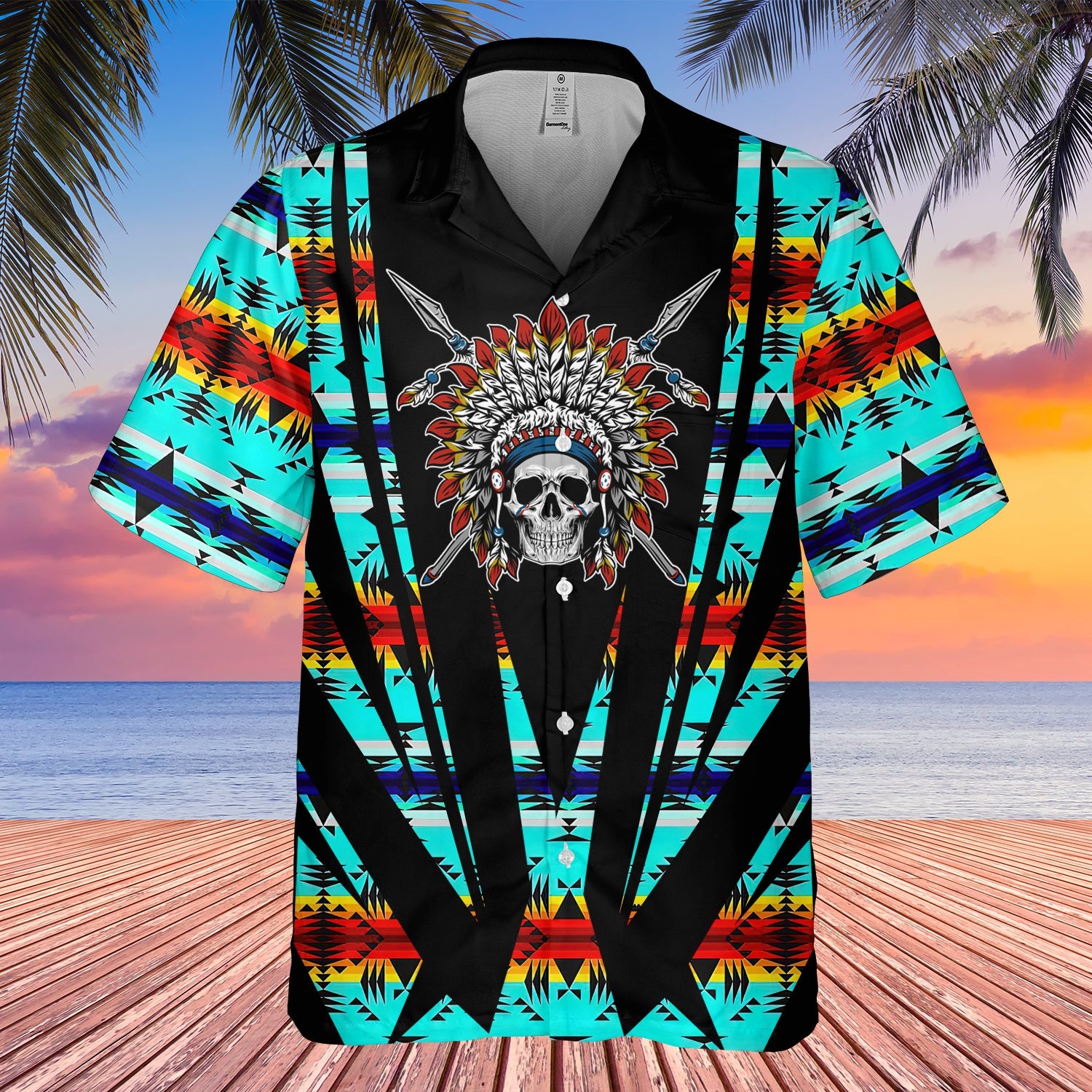 GB-HW000437  Tribe Design Native American Hawaiian Shirt 3D