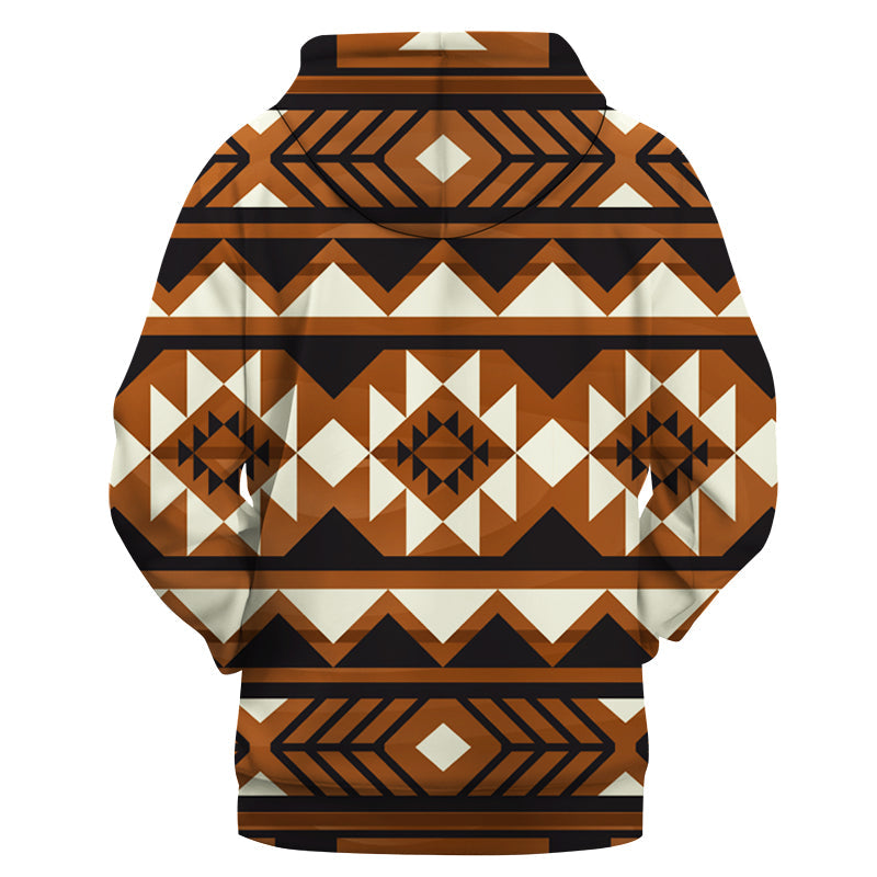GB-NAT00508 Brown Pattern Native 3D Hoodie