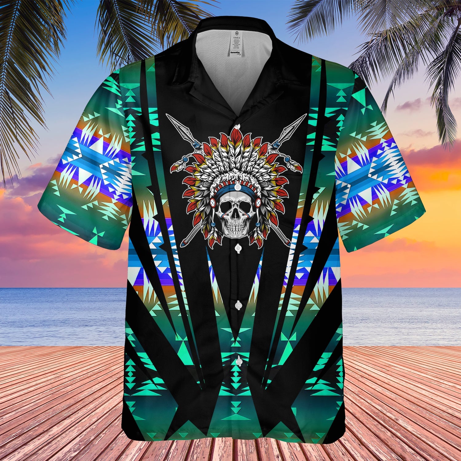 GB-HW000445 Tribe Design Native American Hawaiian Shirt 3D