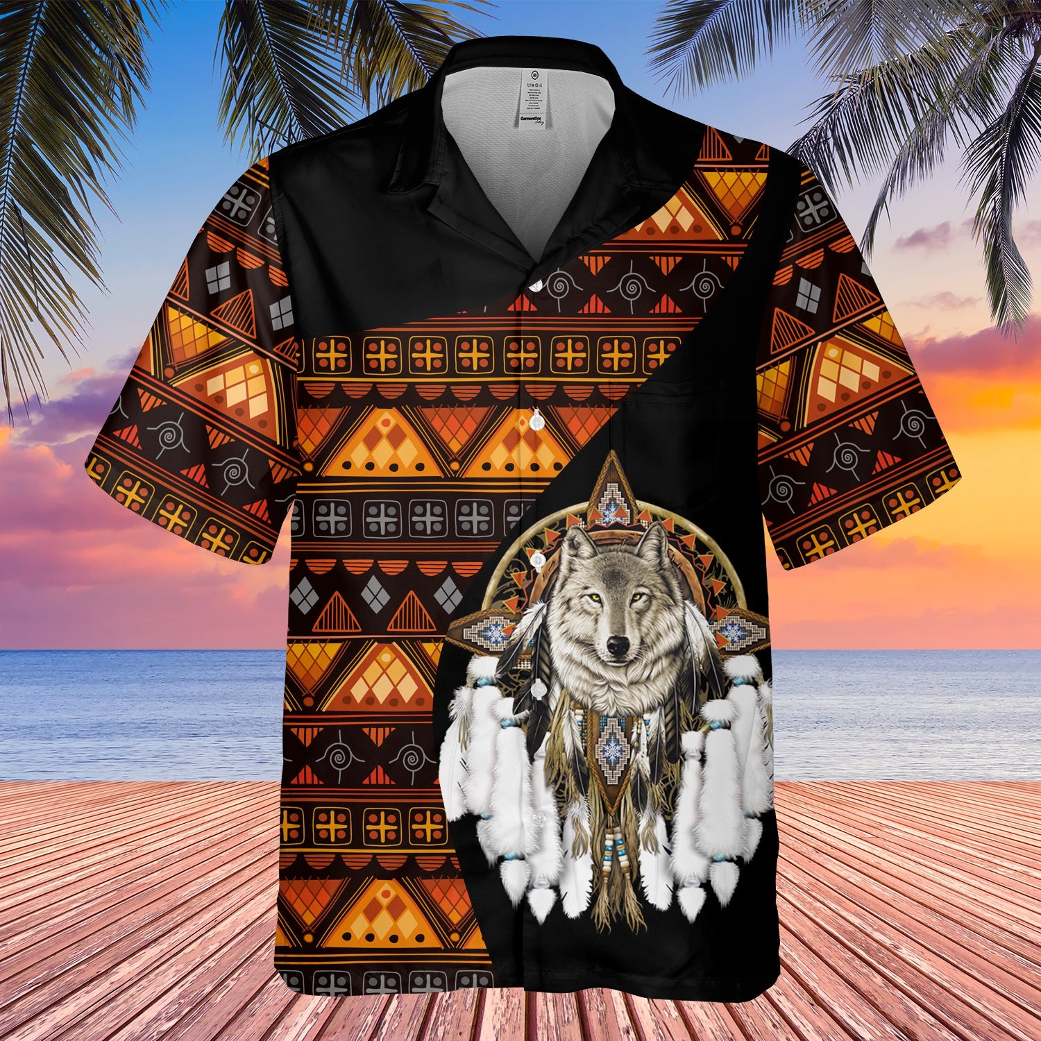 GB-HW000458  Tribe Design Native American Hawaiian Shirt 3D