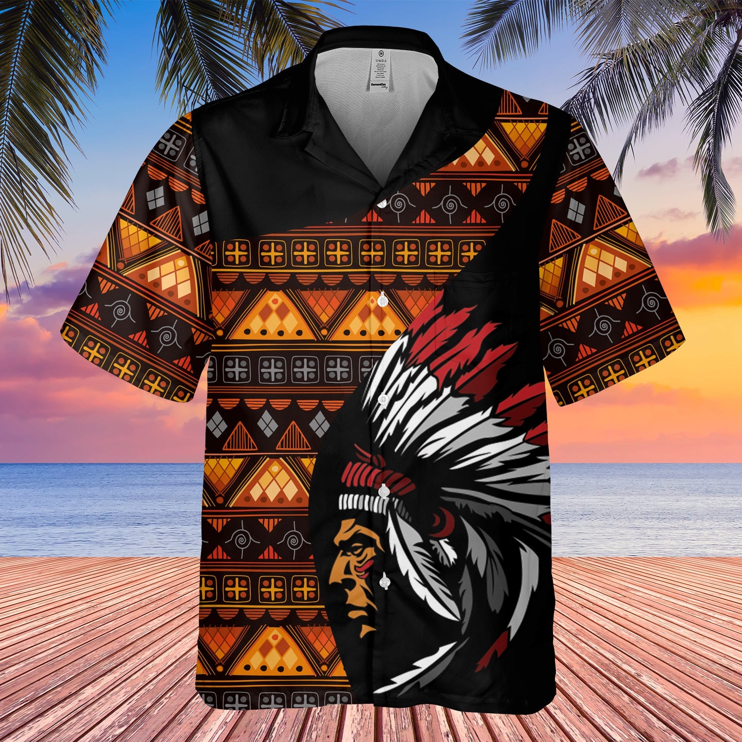 GB-HW000459 Tribe Design Native American Hawaiian Shirt 3D
