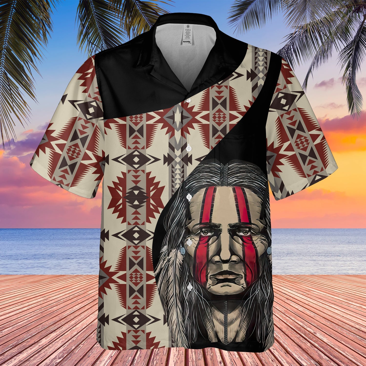 GB-HW000461 Tribe Design Native American Hawaiian Shirt 3D