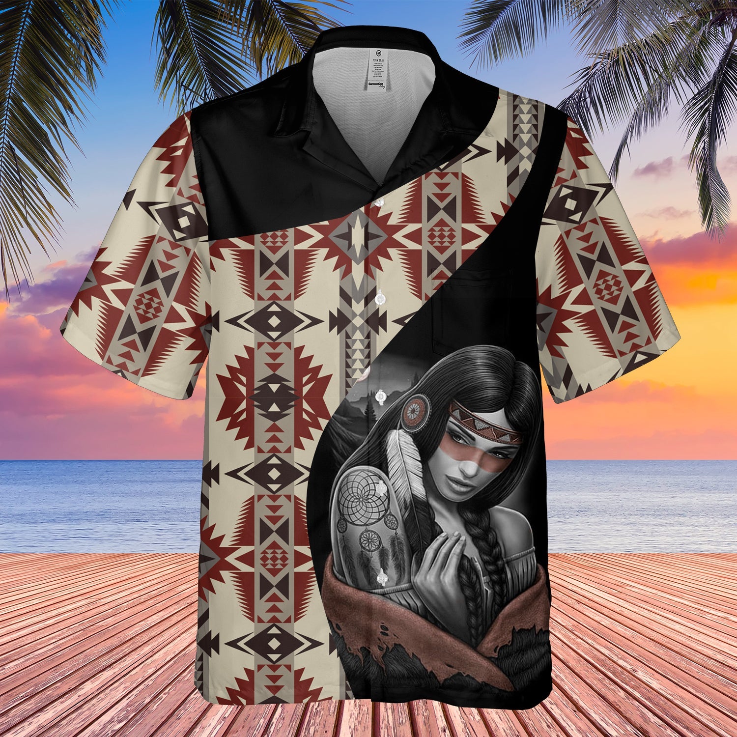 GB-HW000462 Tribe Design Native American Hawaiian Shirt 3D