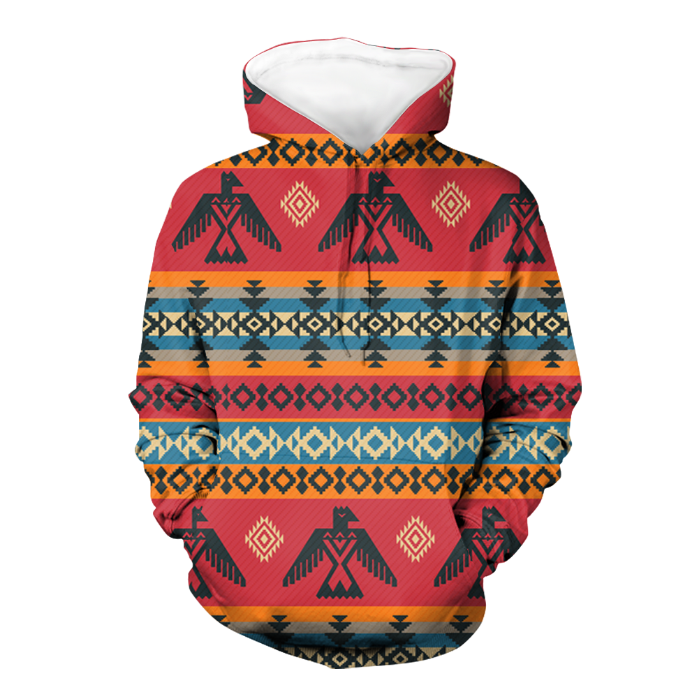 GB-NAT00029 Red Thunderbird Native American 3D Hoodie