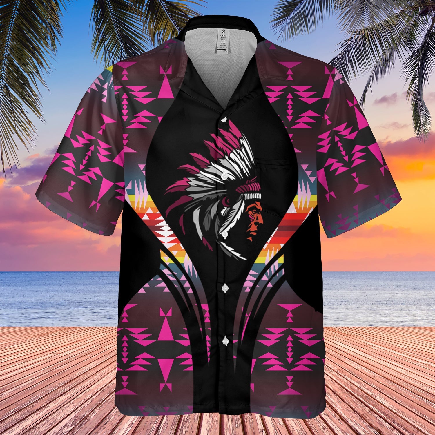 GB-HW000191 Tribe Design Native American Hawaiian Shirt 3D