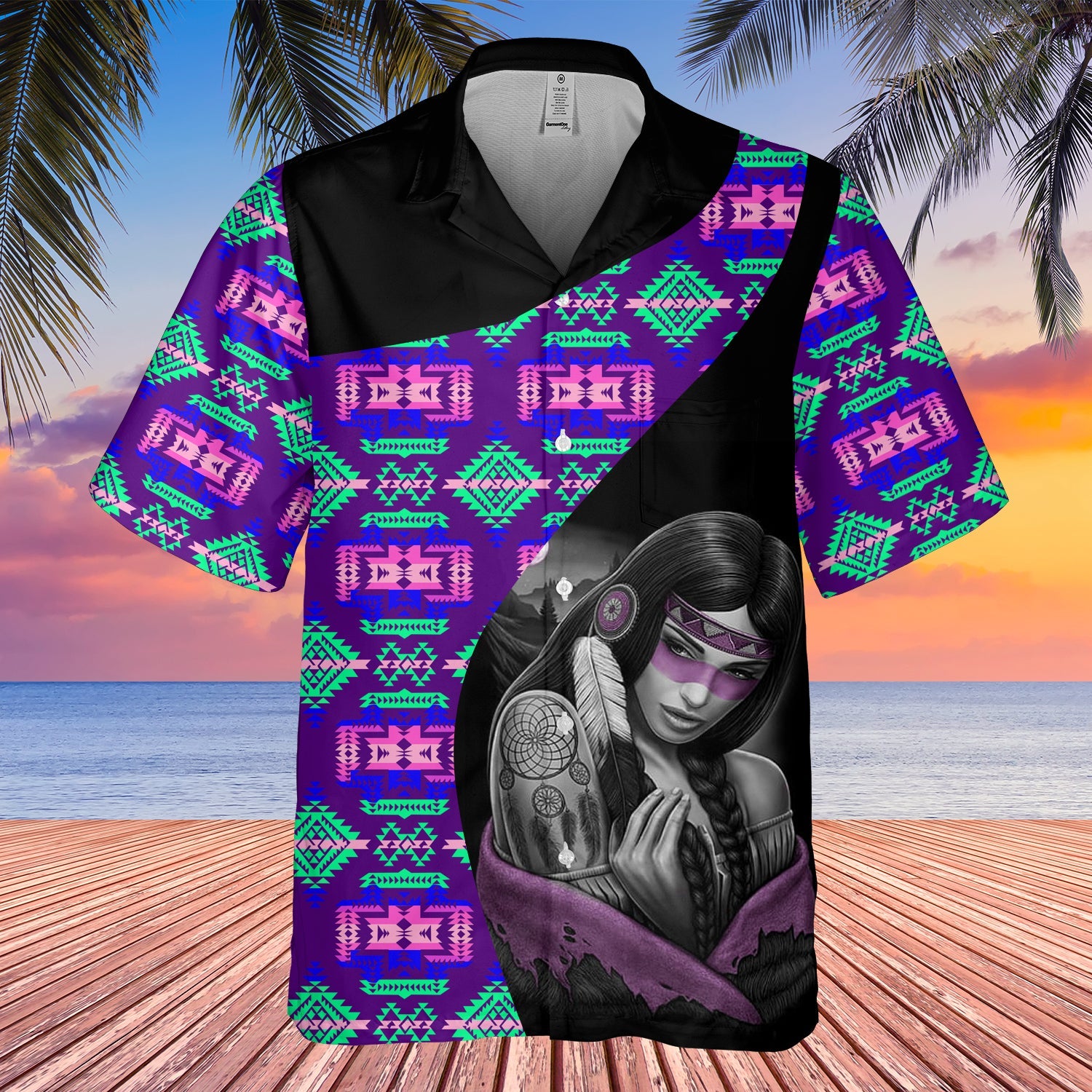 GB-HW000471 Tribe Design Native American Hawaiian Shirt 3D