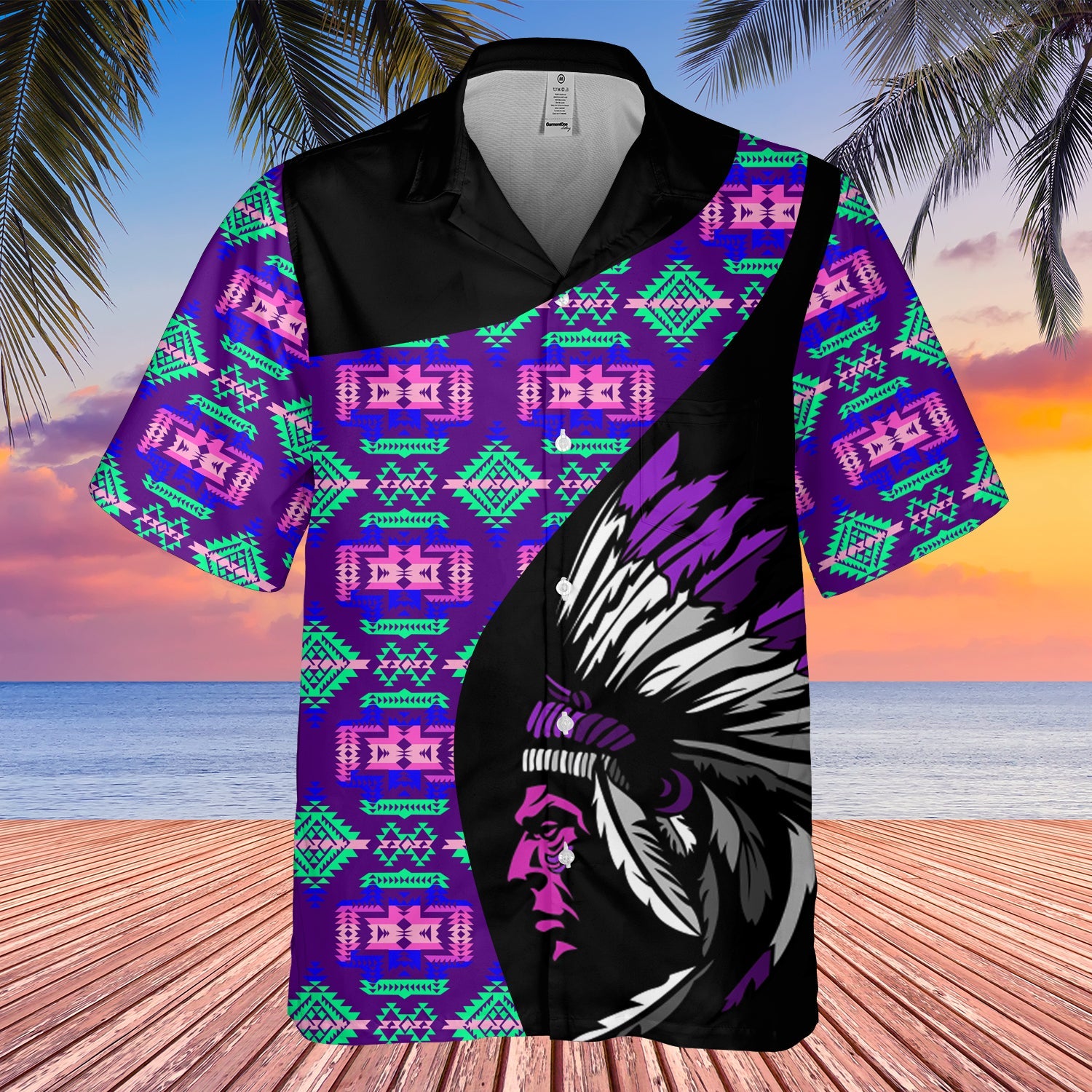 GB-HW000472 Tribe Design Native American Hawaiian Shirt 3D