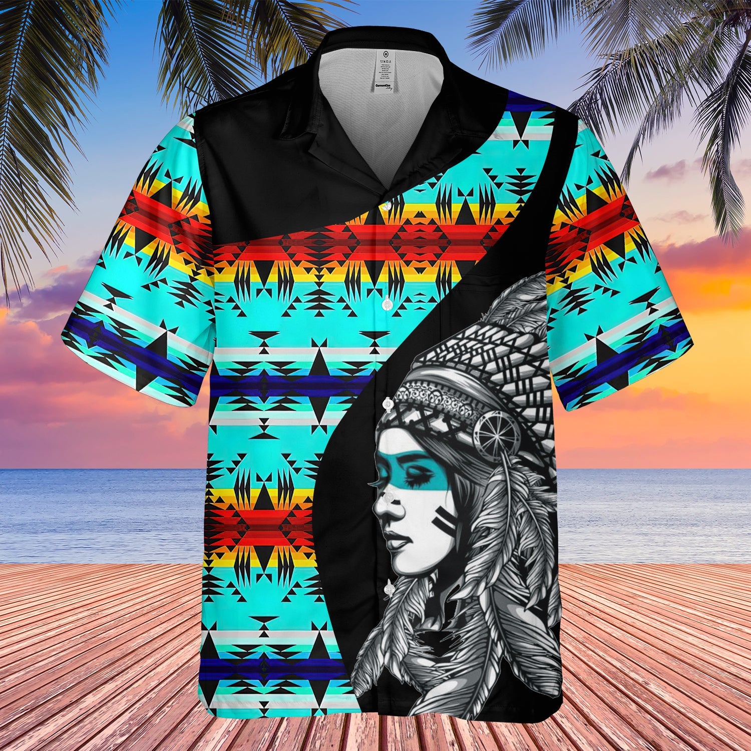 GB-HW000474 Tribe Design Native American Hawaiian Shirt 3D