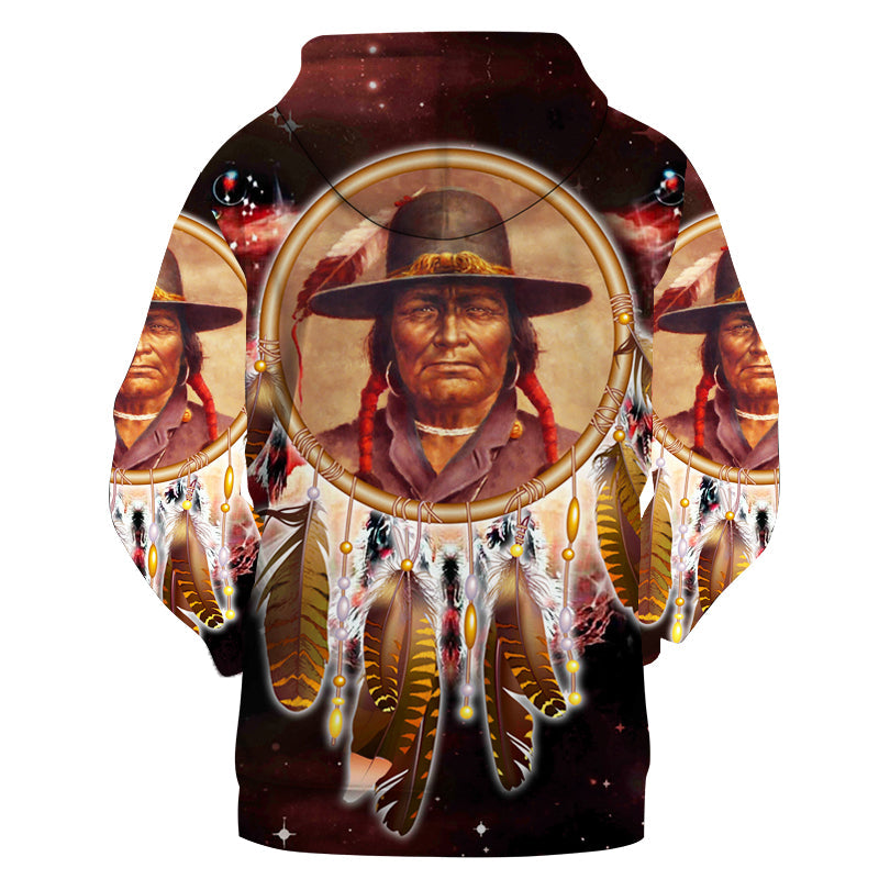 GB-NAT00353 Chief Dream Catcher Red Galaxy 3D Hoodie
