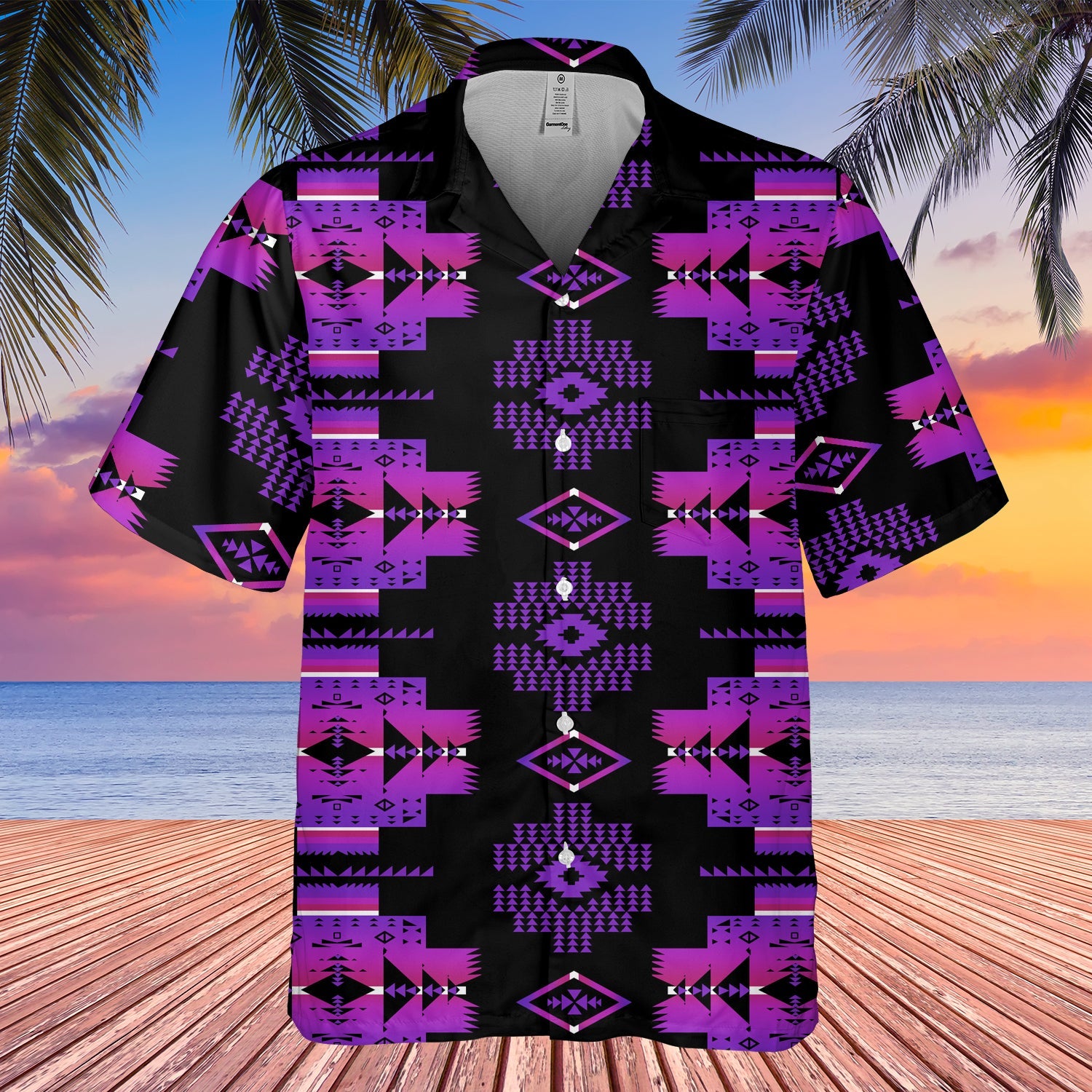 GB-NAT00720 Pattern Black Hawaiian Shirt 3D