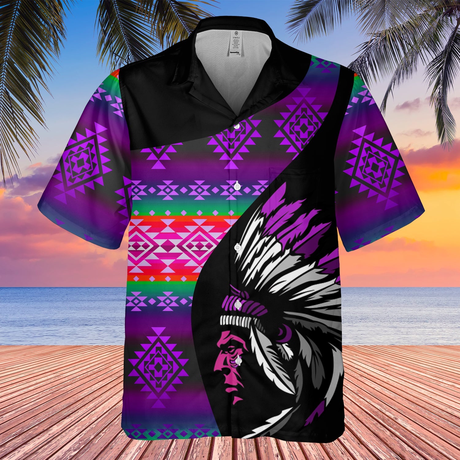 GB-HW000482 Tribe Design Native American Hawaiian Shirt 3D