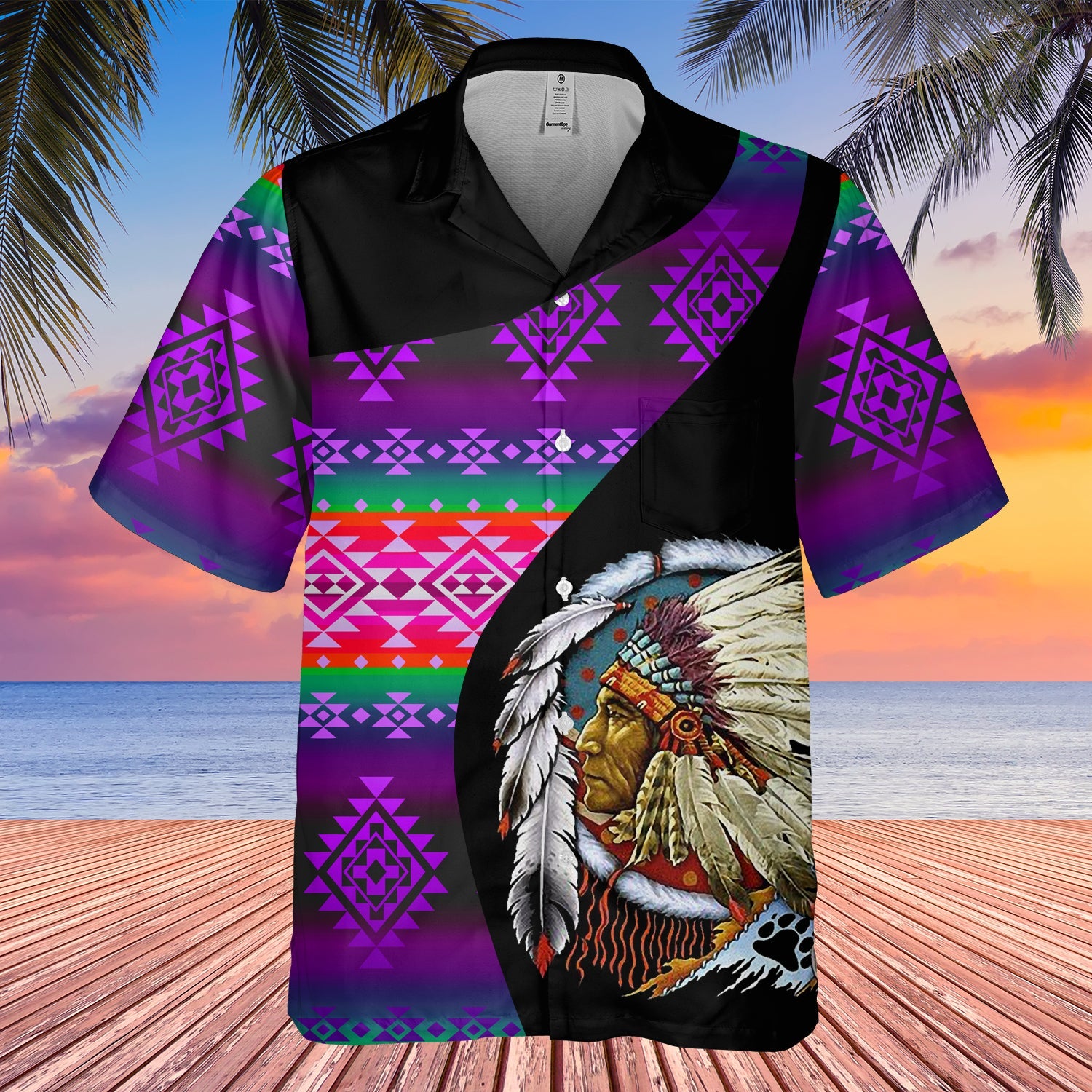 GB-HW000483 Tribe Design Native American Hawaiian Shirt 3D