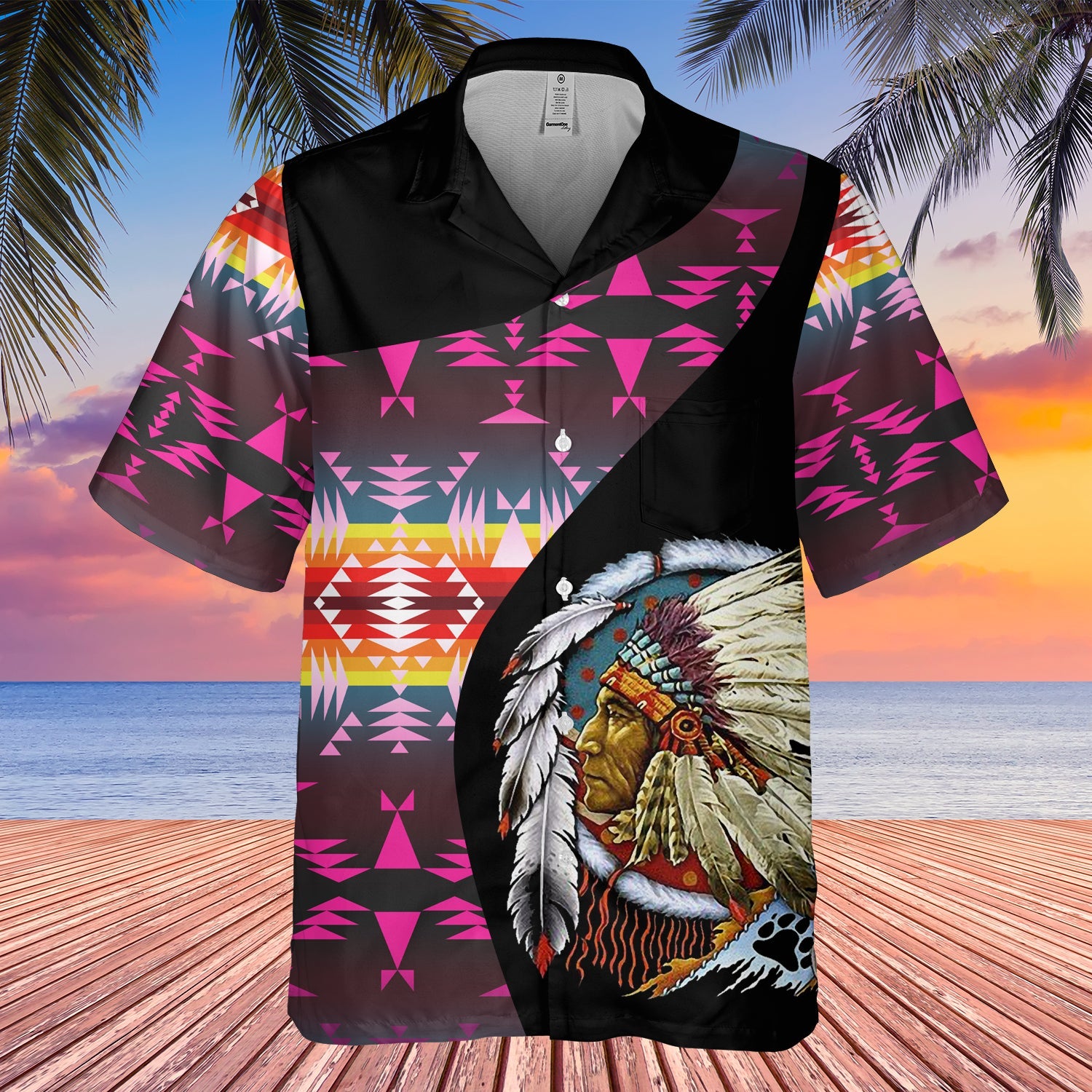 GB-HW000484 Tribe Design Native American Hawaiian Shirt 3D