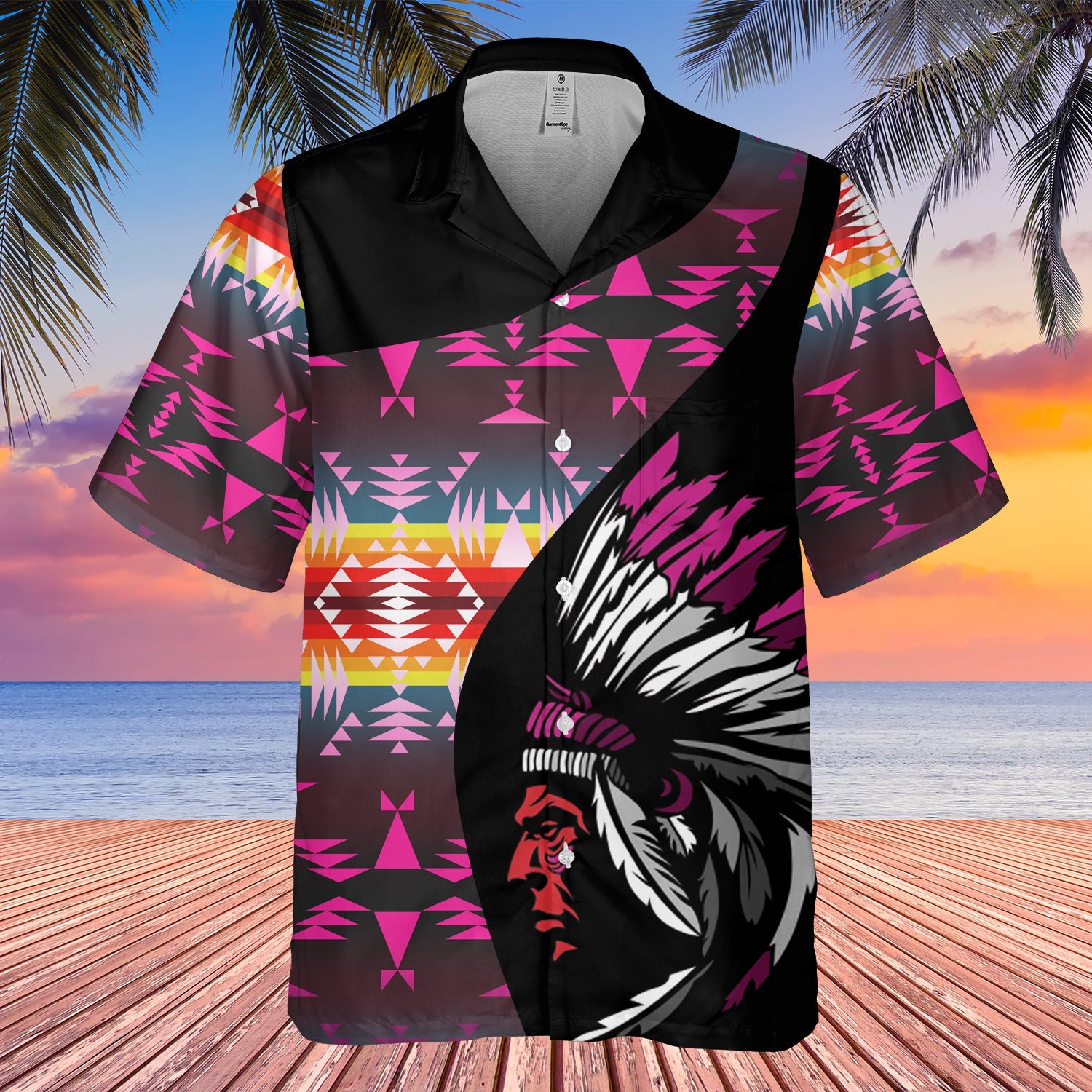 GB-HW000485 Tribe Design Native American Hawaiian Shirt 3D