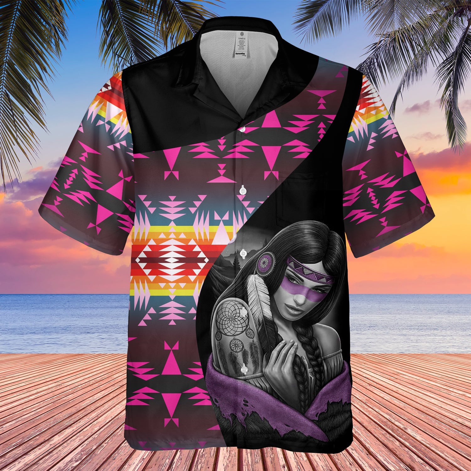 GB-HW000486 Tribe Design Native American Hawaiian Shirt 3D