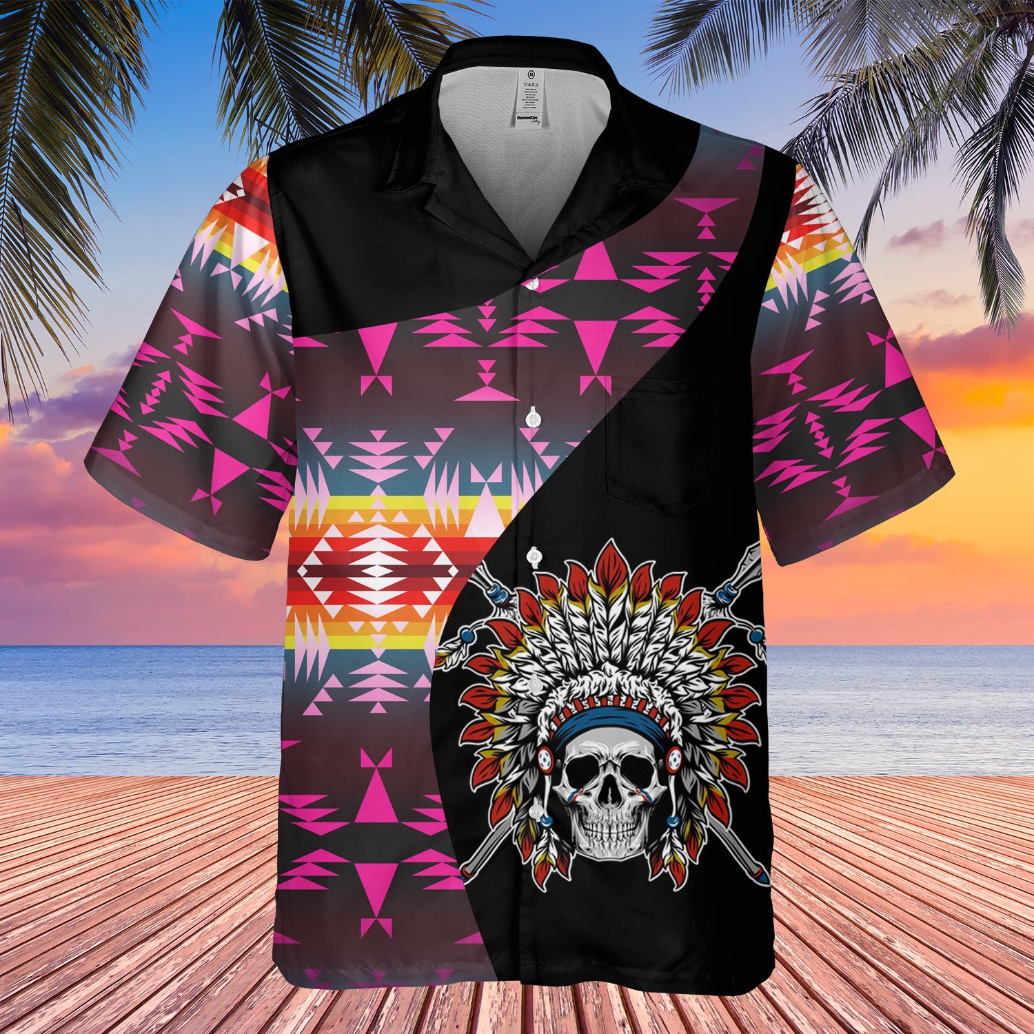 GB-HW000488 Tribe Design Native American Hawaiian Shirt 3D