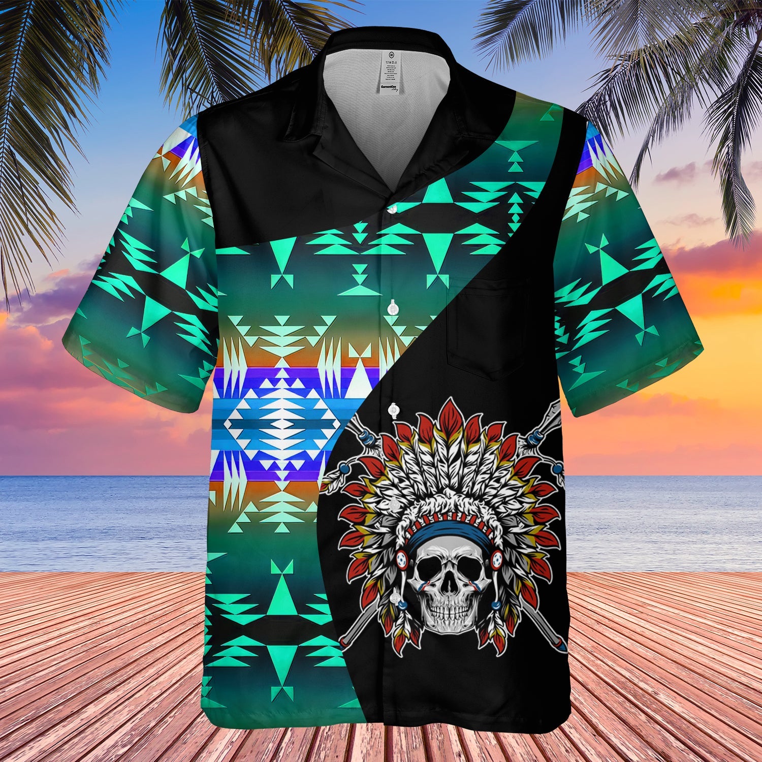 GB-HW000490 Tribe Design Native American Hawaiian Shirt 3D
