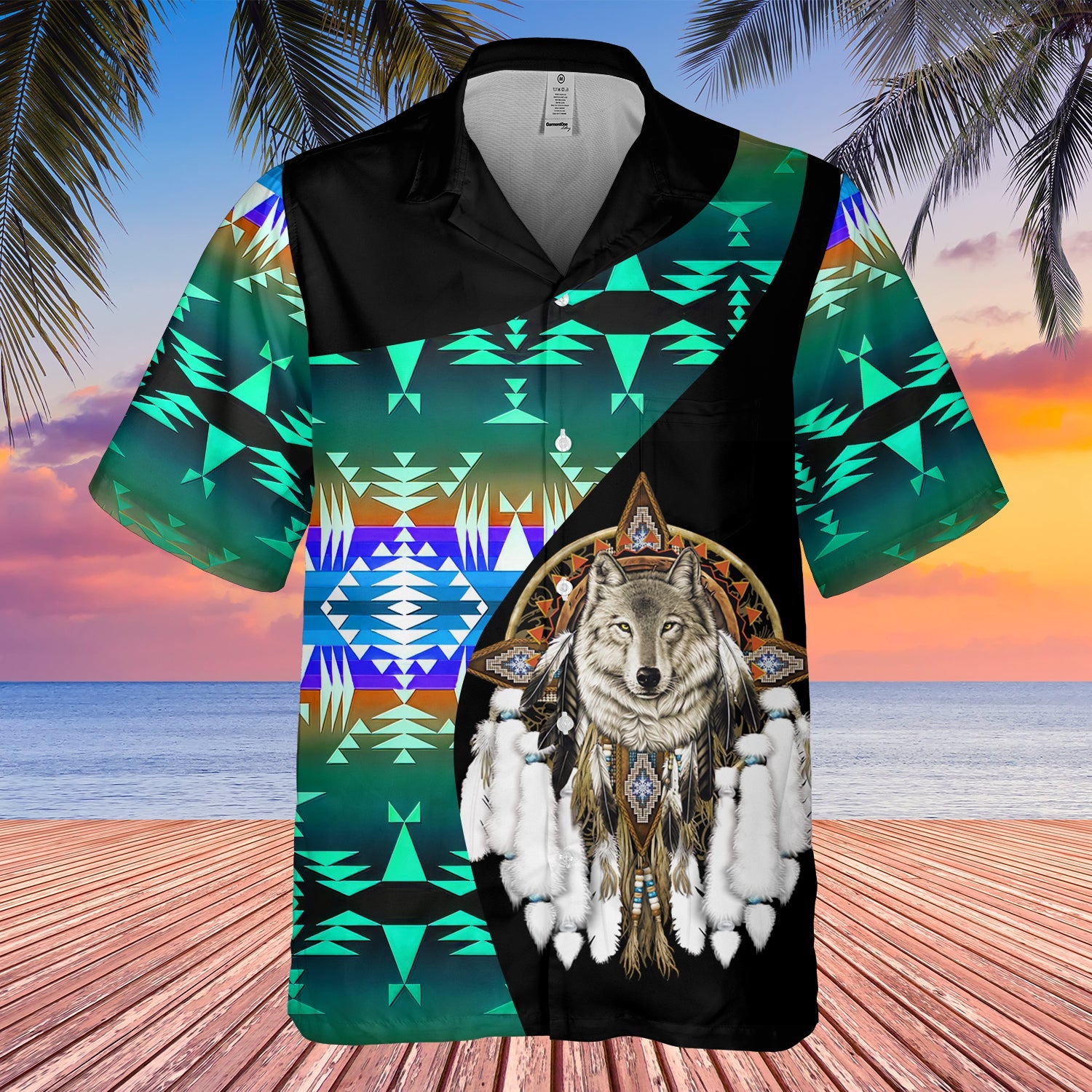 GB-HW000491 Tribe Design Native American Hawaiian Shirt 3D