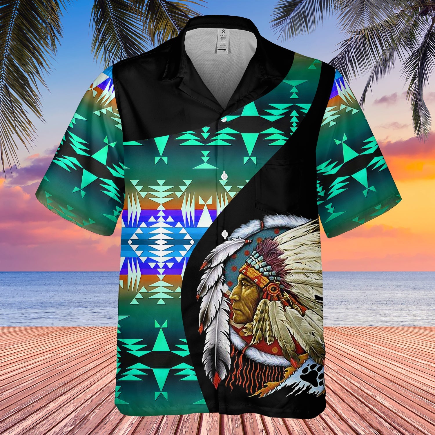 GB-HW000493 Tribe Design Native American Hawaiian Shirt 3D