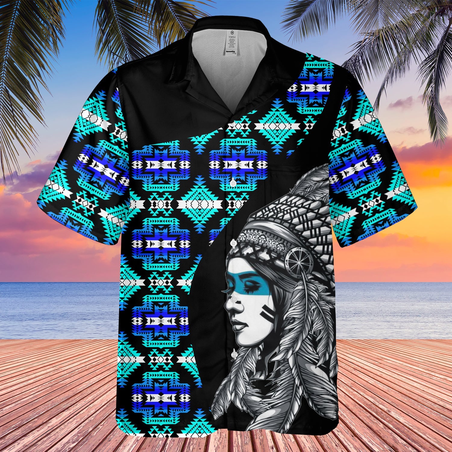 GB-HW000494 Tribe Design Native American Hawaiian Shirt 3D