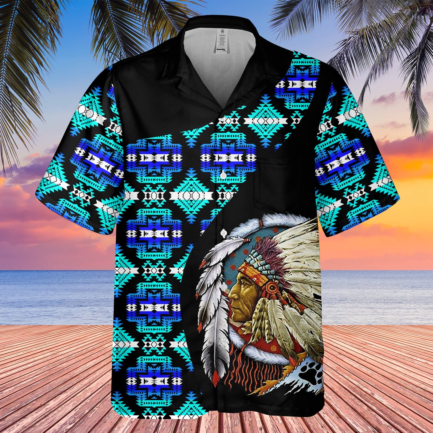 GB-HW000495 Tribe Design Native American Hawaiian Shirt 3D