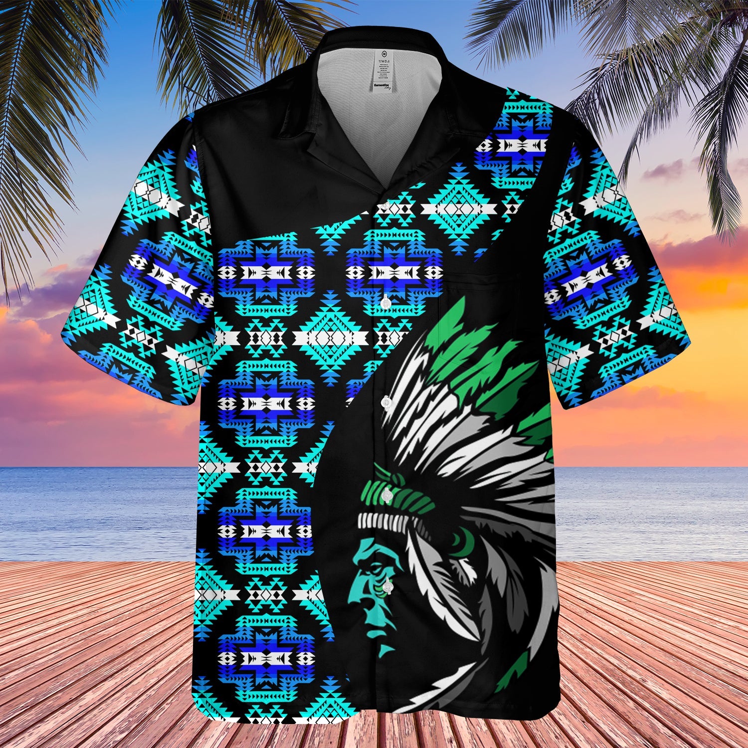 GB-HW000496 Tribe Design Native American Hawaiian Shirt 3D