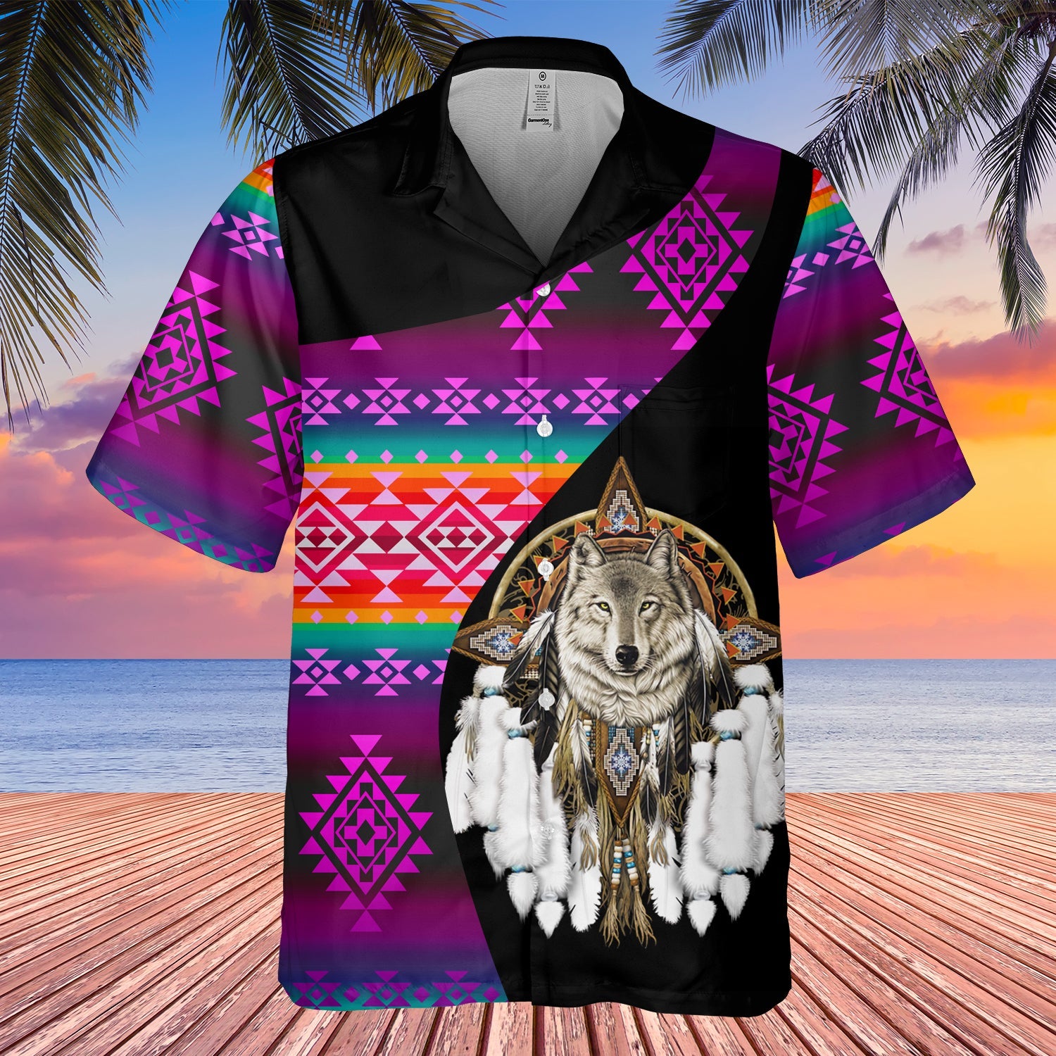 GB-HW000499 Tribe Design Native American Hawaiian Shirt 3D