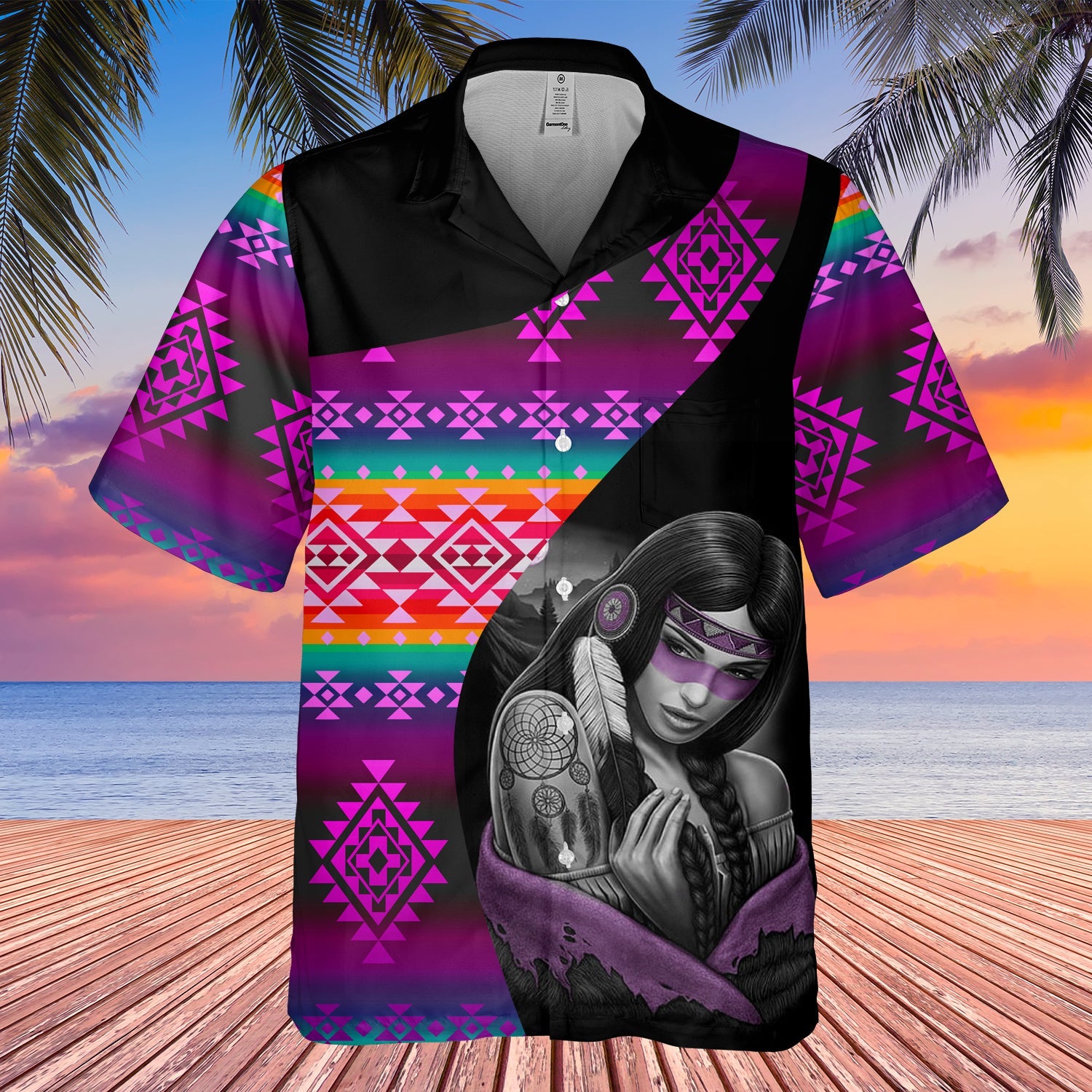GB-HW000502 Tribe Design Native American Hawaiian Shirt 3D