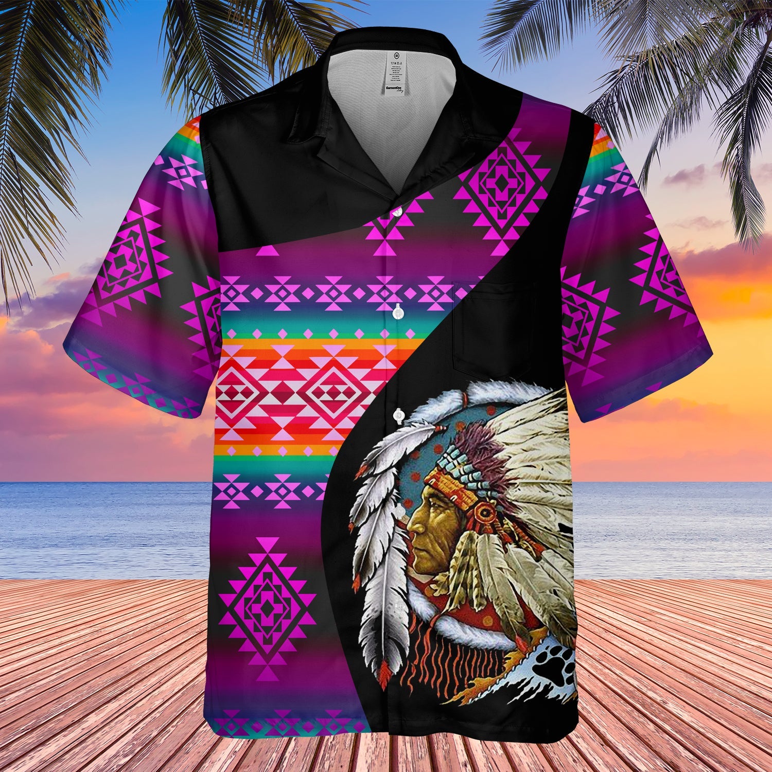 GB-HW000500 Tribe Design Native American Hawaiian Shirt 3D