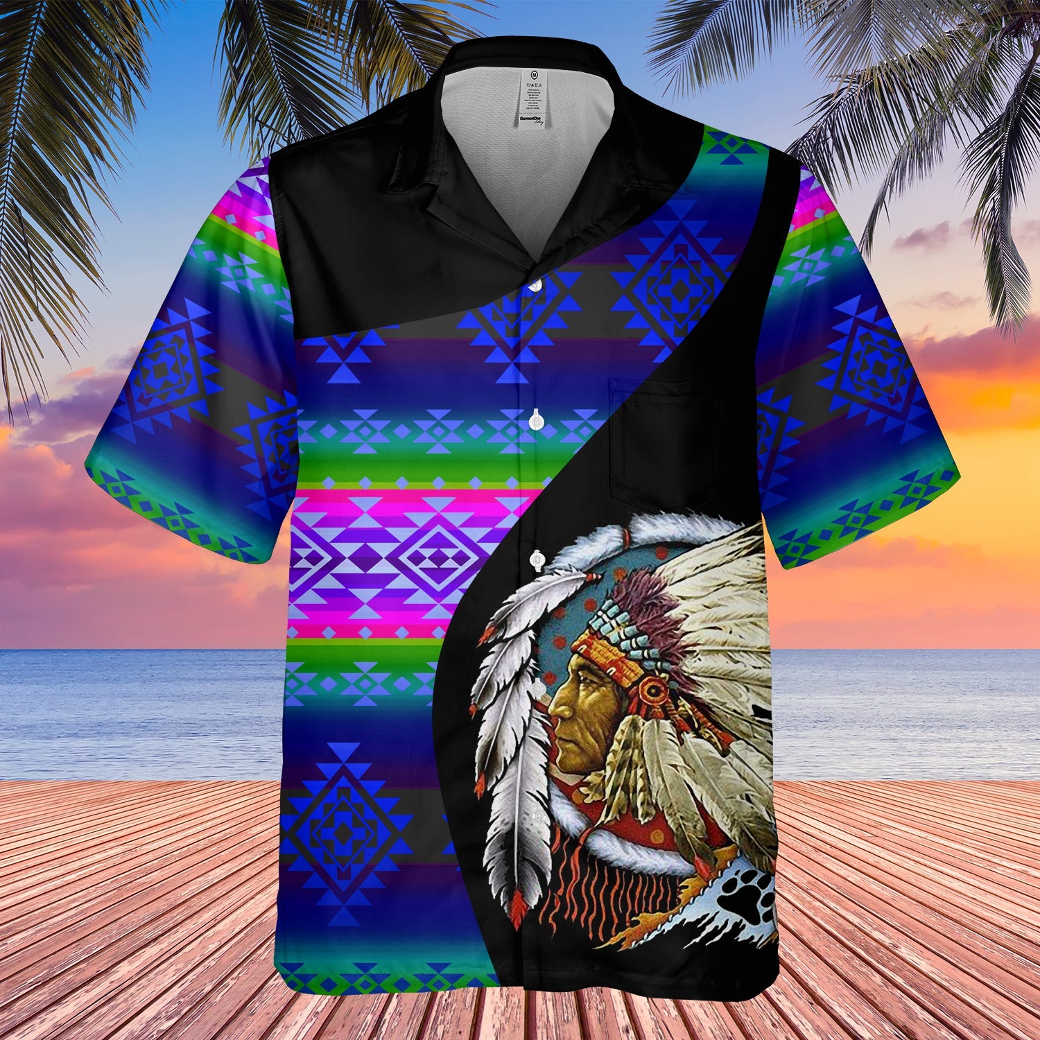 GB-HW000501 Tribe Design Native American Hawaiian Shirt 3D