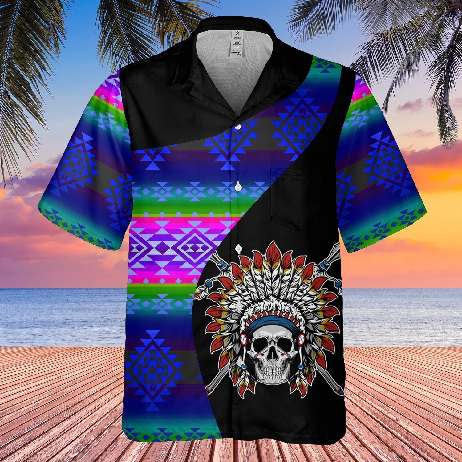 GB-HW000507 Tribe Design Native American Hawaiian Shirt 3D