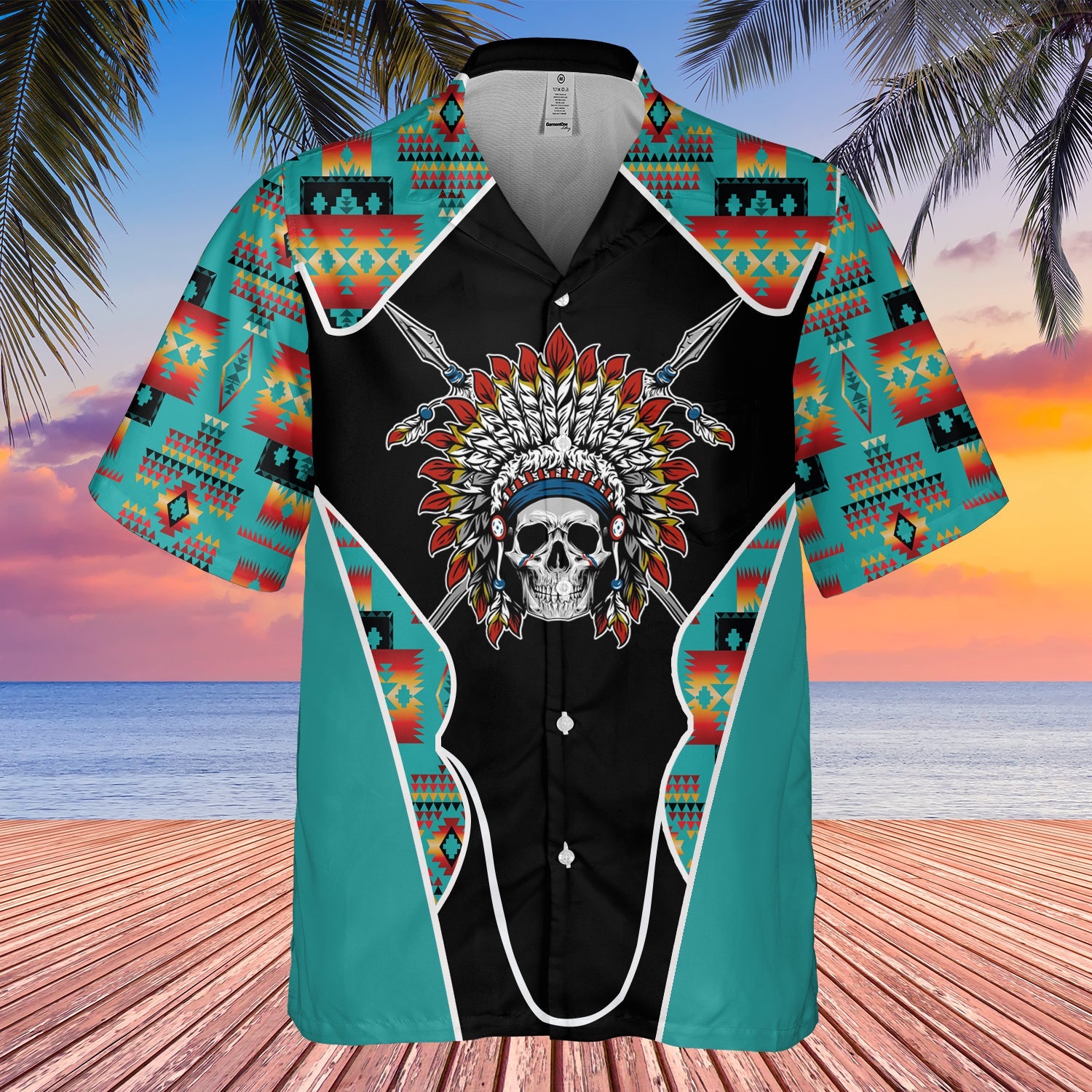 GB-HW000509 Tribe Design Native American Hawaiian Shirt 3D